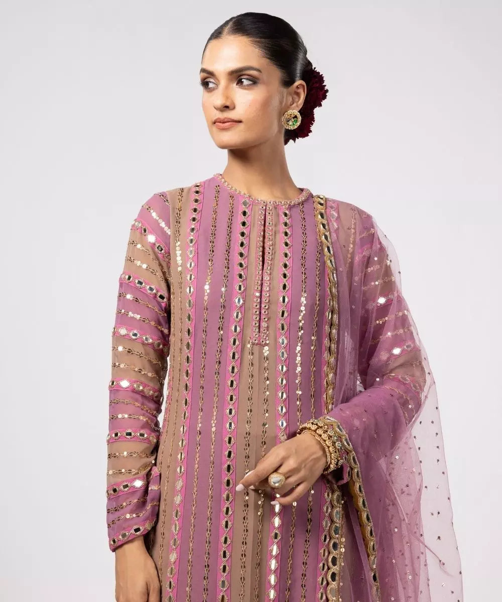 VVANI VATS - Mud mauve Mirror Kurta Set